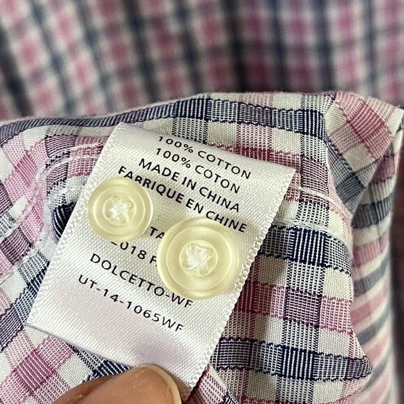 Untuckit Wrinkle-Free Dolcetto Shirt Pink Blue & White Check  XXL - Picture 13 of 15